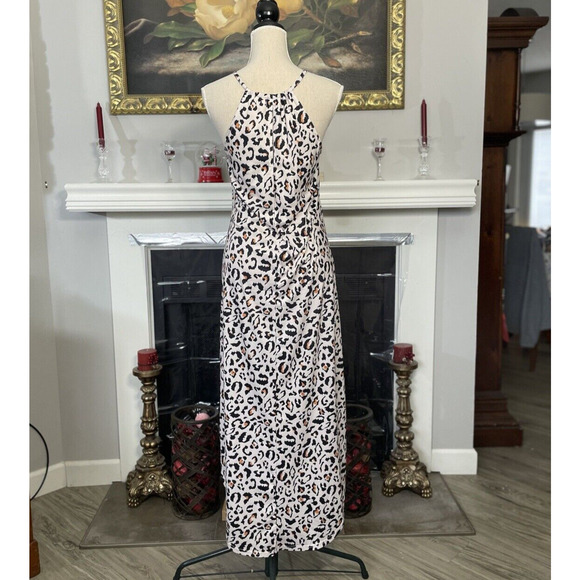 For G and PL Leopard Print Halter Maxi Dress Size Small - Picture 5 of 8